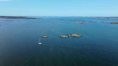 sailing between the small islands of långedrag, gothenburg, sweden - aerial