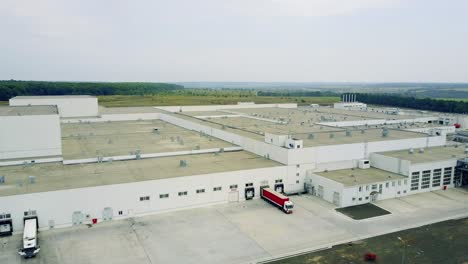 industrial factory building. aerial view of modern industrial exterior in countryside