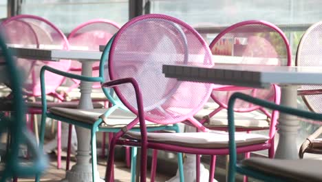 colorful cafe tables and chairs