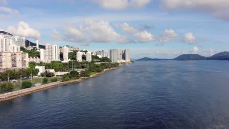 aerial view of hong kong waterfront residential luxury skyscrapers at telegraph bay area