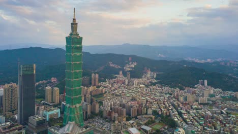 sunset sky taipei cityscape famous tower aerial panorama 4k timelapse taiwan