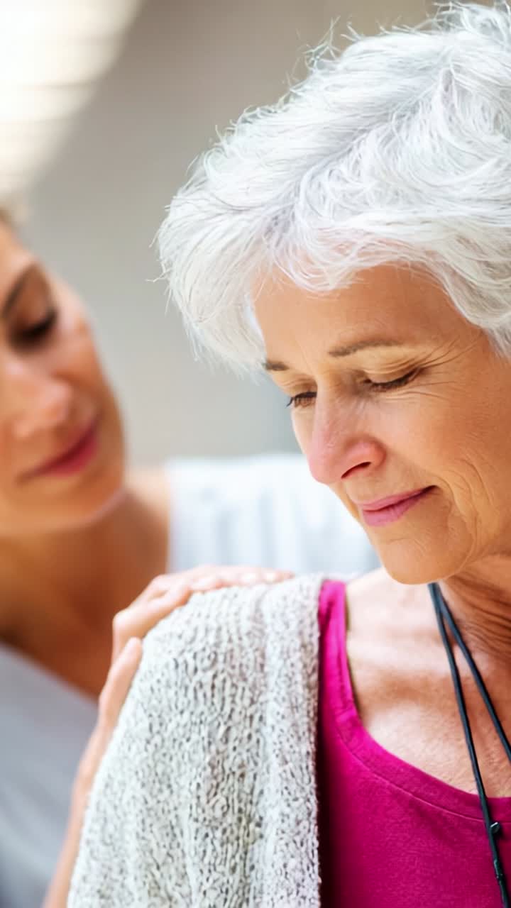 Compassionate Care: A Beautiful Moment of Connection Between a Nurse and an Elderly Patient in a Supportive, Healing Environment