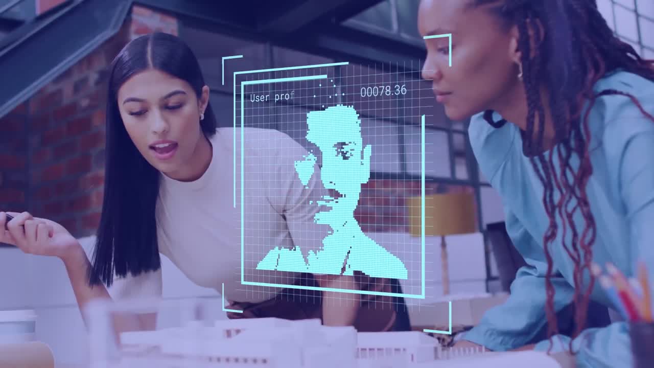 animación de las personas iconos sobre diversas personas de negocios en la oficina