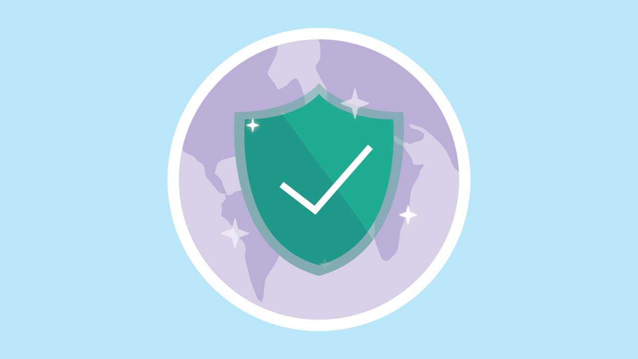 escudo en el planeta animación de tecnología de seguridad cibernética