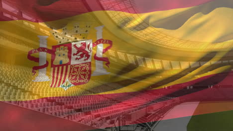 Animación-De-La-Bandera-De-España-Ondeando-Sobre-El-Estadio.