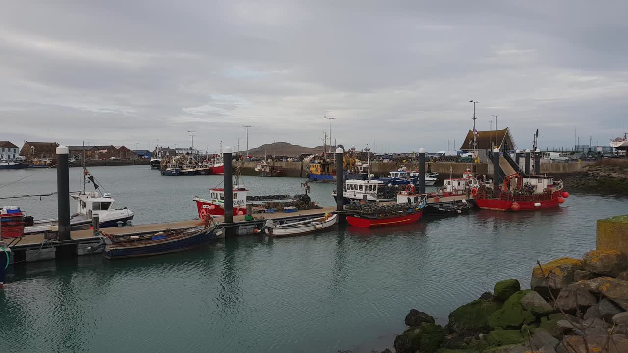 Pescherecci nella città di Howth, Irlanda.