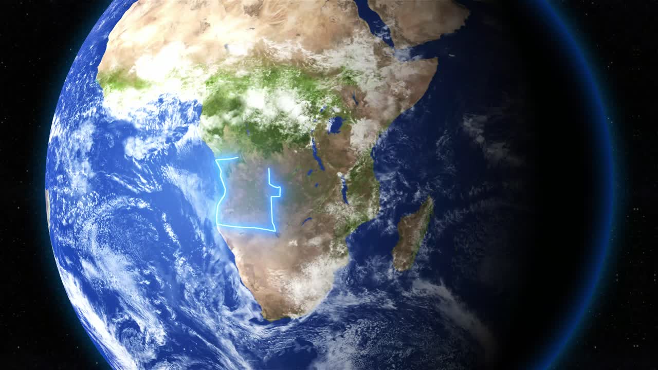 Country Of Angola In Central Africa Highlighted On Earth In The Space. - graphics