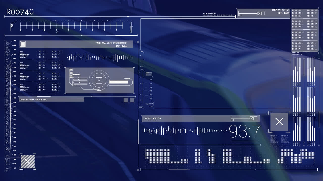 animación del procesamiento de datos en pantalla sobre el tren
