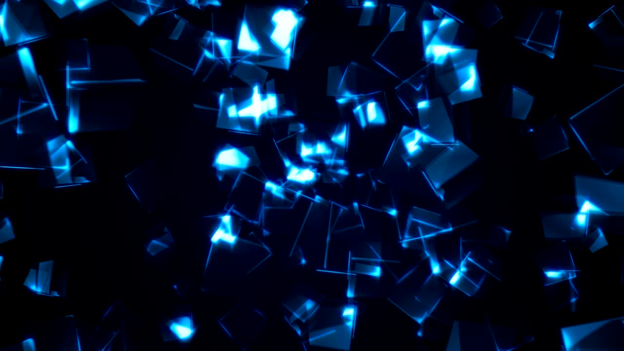 날아다니는 파란색 직사각형 큐브