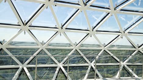 walking inside in a modern observatory tower