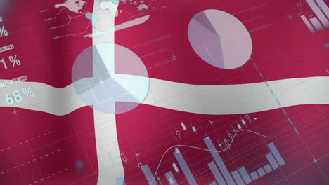 animation of data processing over flag of denmark