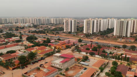 travelling front, drone, centrality of zango, luanda, angola, africa, social contrasts, harsh realities today 2
