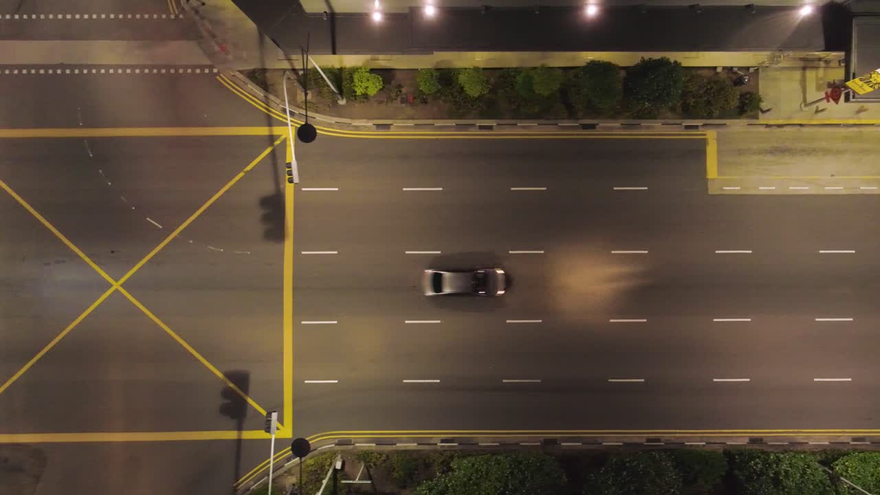 Night Aerial View of a City Intersection