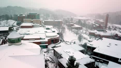 Fog-and-Snow,-Appalachian-State-Campus,-Boone-NC,-Boone-North-Carolina