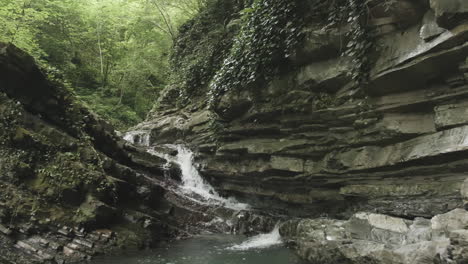 serene mountain waterfall in a lush forest