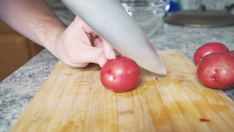 red potatoes quartered in front of their friends