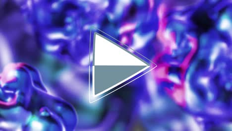 digital animation of play icon against blue metallic liquid texture background
