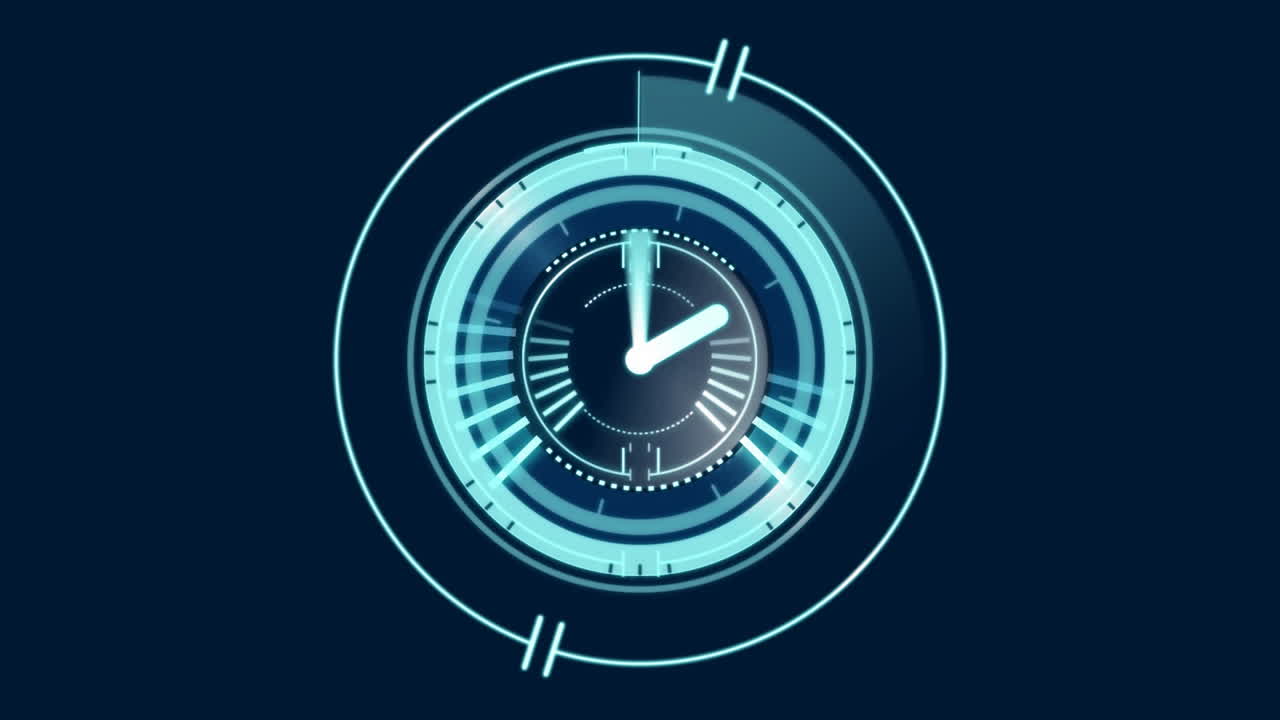 Animation of scope scanning with clock on black background