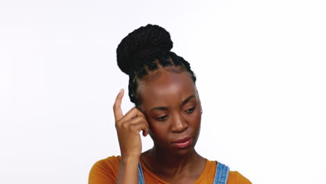 Thinking,-confused-and-portrait-of-a-black-woman