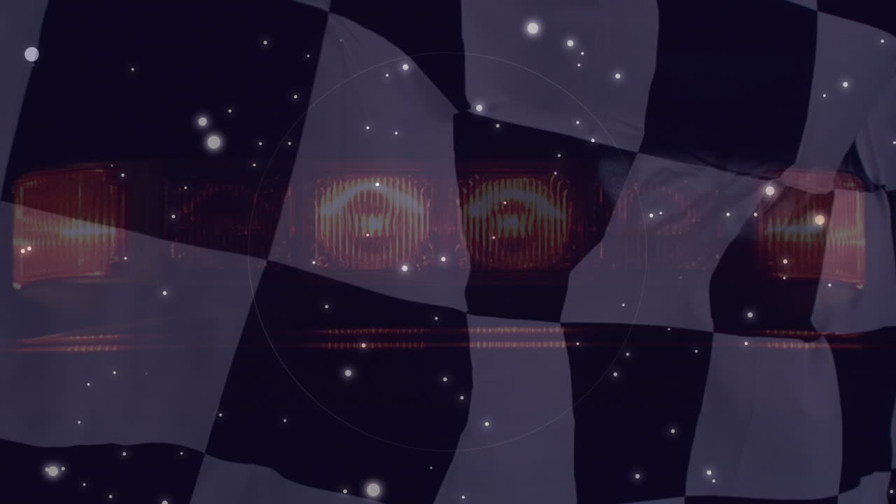 검은색과  ⁇ 색의 레이싱  ⁇ 발을 흔들며  ⁇ 박이는 불빛의 애니메이션