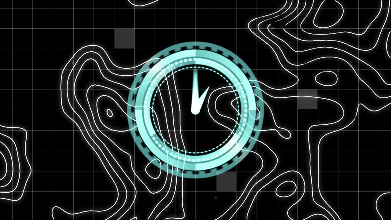Animazione di orologio in movimento e scansione con mirino