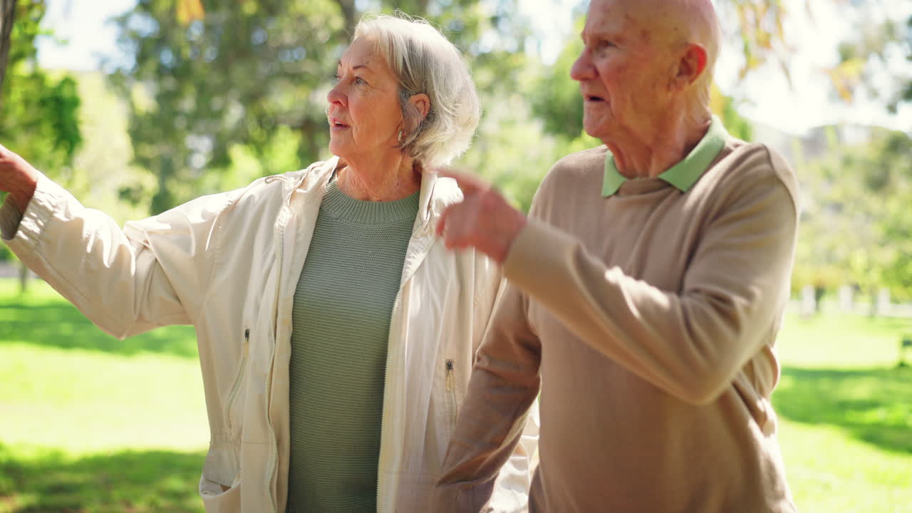 노인, 커플, 포인팅