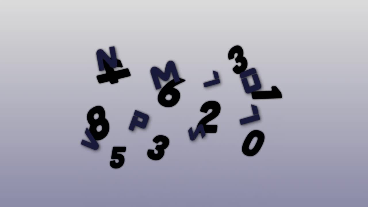 números aleatorios y alfabetos que se mueven y cambian contra un fondo gris