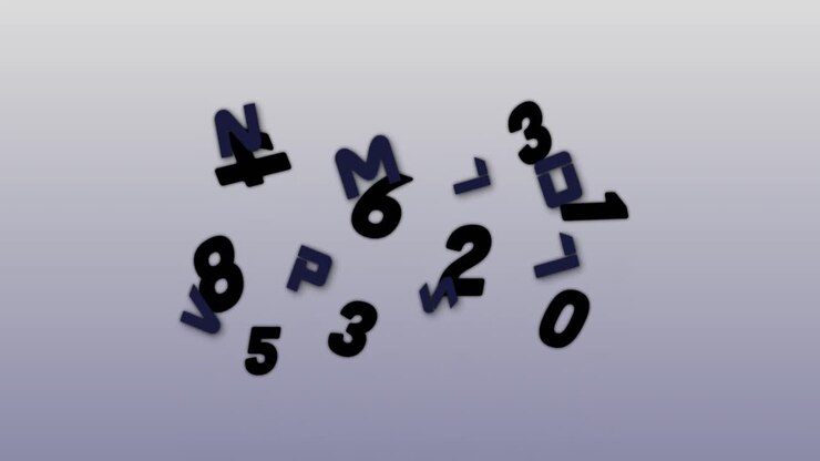 Random numbers and alphabets moving and changing against grey background