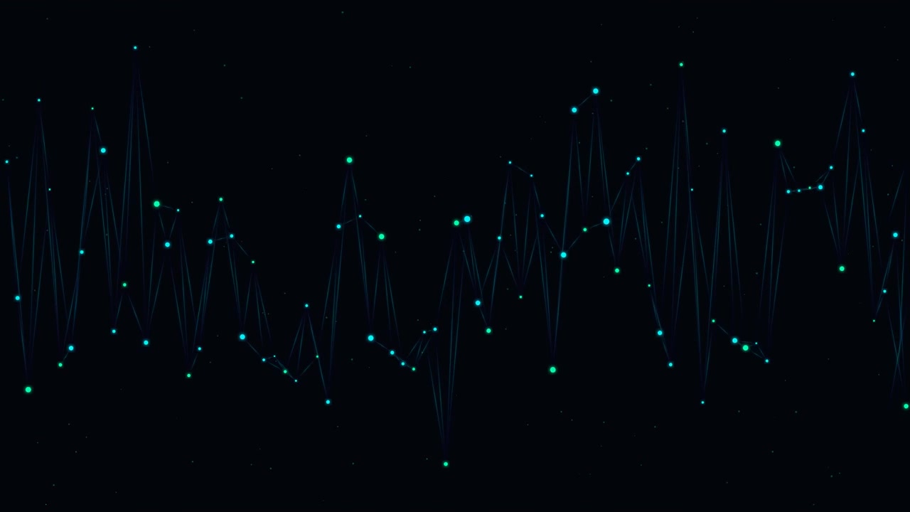 Abstract Digital Sound Wave Visualization with Glowing Nodes