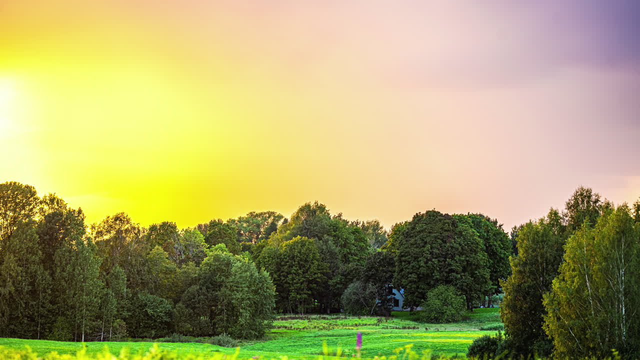 그림 같은 시골 풍경 에서 반 ⁇ 이는, 활기찬 일몰 - 타임  ⁇ 스