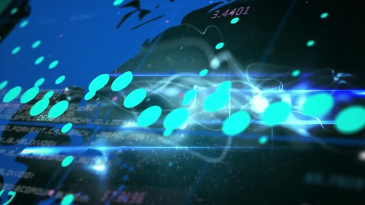 Animation of numbers and data processing over world map