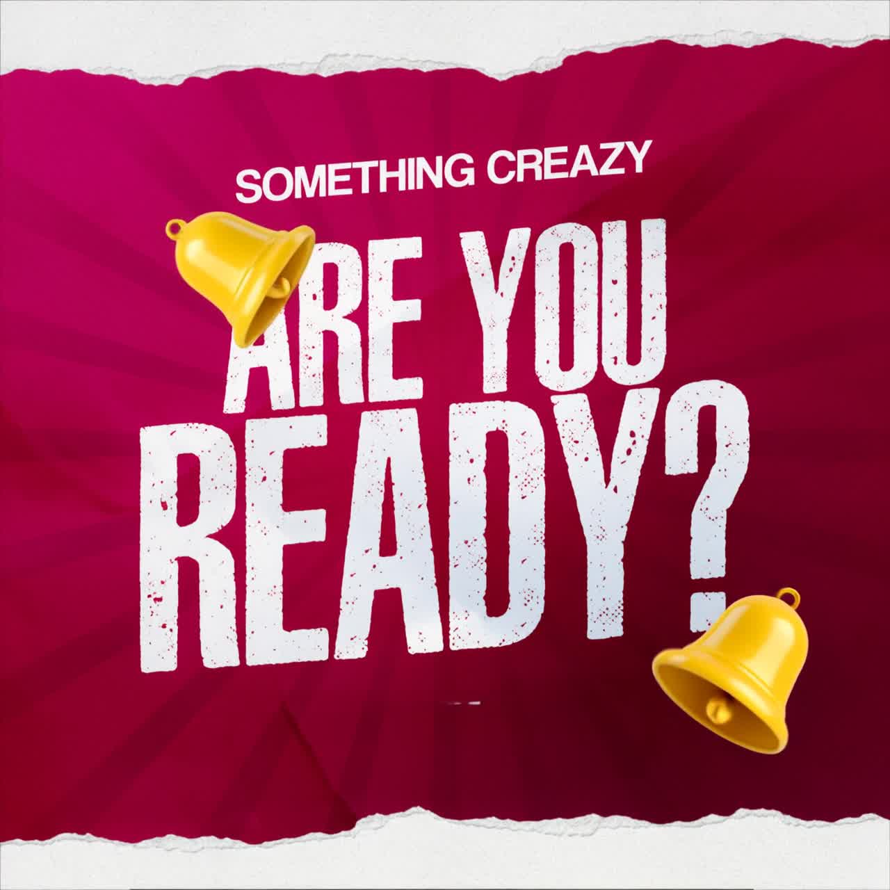 Are You Ready animation with gold bells and bold typography on red background