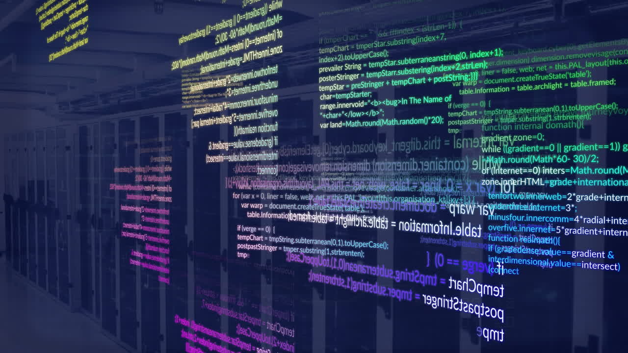 Animation of data processing over server room