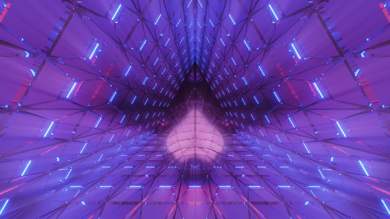 forma de corazón rosa y azul que ilumina el camino a seguir en vidrio roto que refleja la arquitectura de la superficie, animación gráfica 3d renderizada