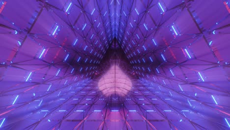 Pink-and-blue-heart-shape-form-shining-the-way-forward-in-broken-glass-reflecting-surface-architecture,-rendered-3d-graphic-animation