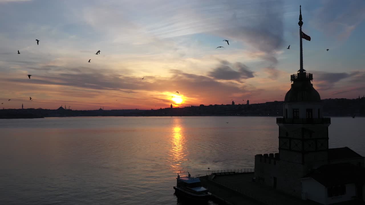 estambul kiz kulesi, imágenes aéreas de la torre virgen