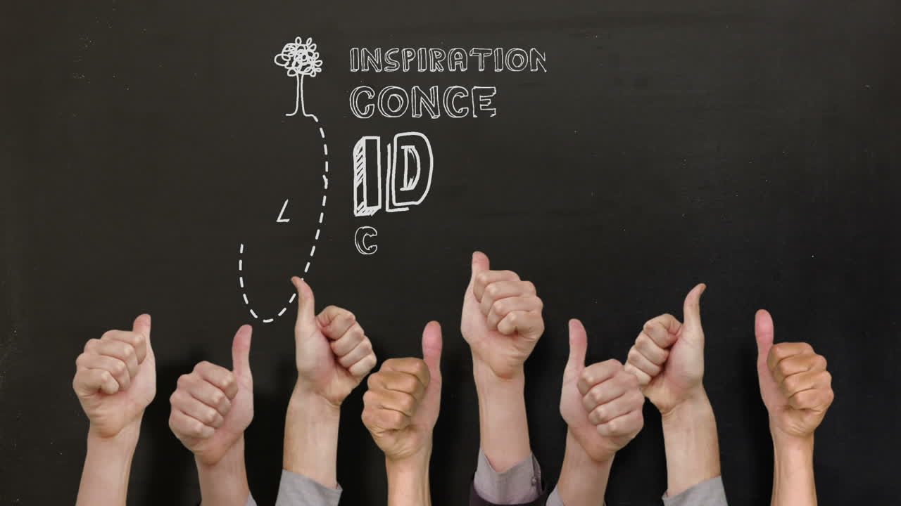 많은 엄지손가락을 올린 아이디어 유행어