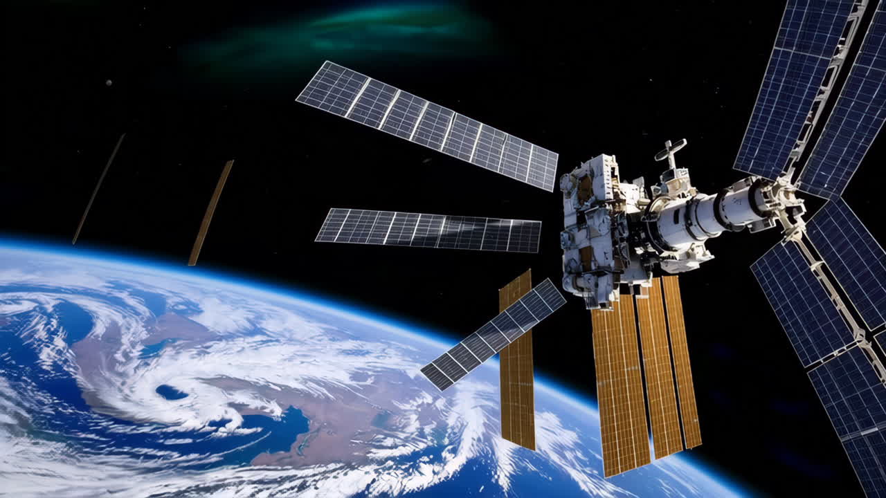 estación espacial en órbita alrededor de la tierra