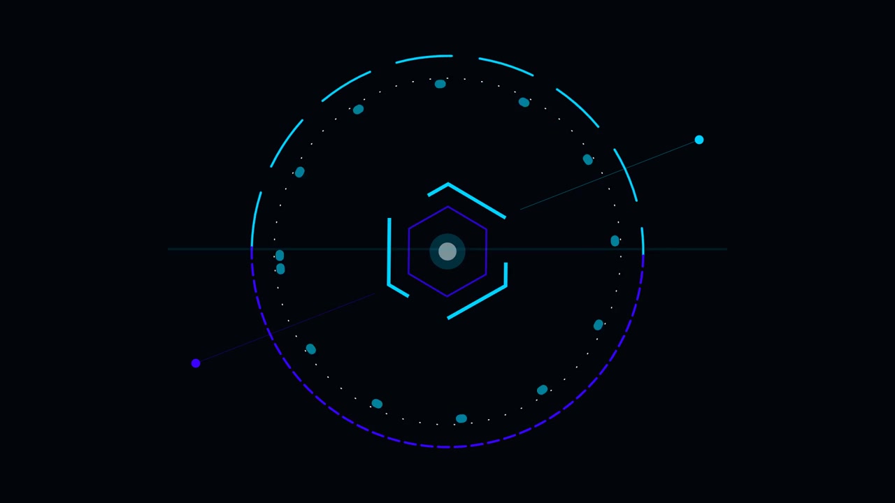 Abstract Digital HUD Interface with Rotating Hexagonal Elements