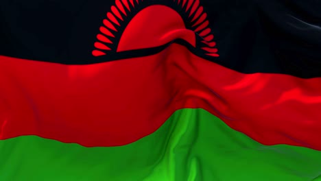 malawi flag waving in wind slow motion animation . 4k realistic fabric texture flag smooth blowing on a windy day continuous seamless loop background.