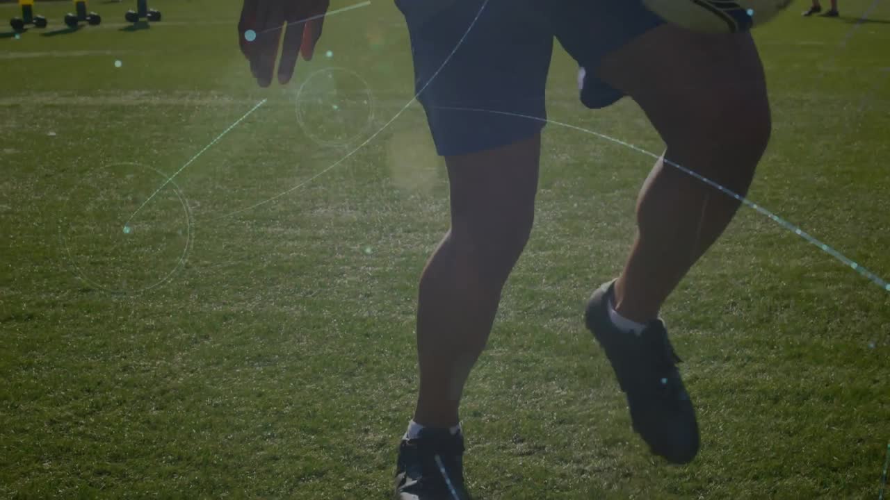 축구 경기장에서 연습하는 축구 선수들에 대한 연결 네트워크의 활성화