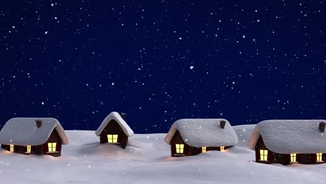 Animation-of-winter-landscape-and-houses-over-falling-snow