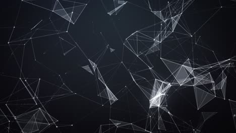 polygonal space in dark background with connecting dots, lines and triangles