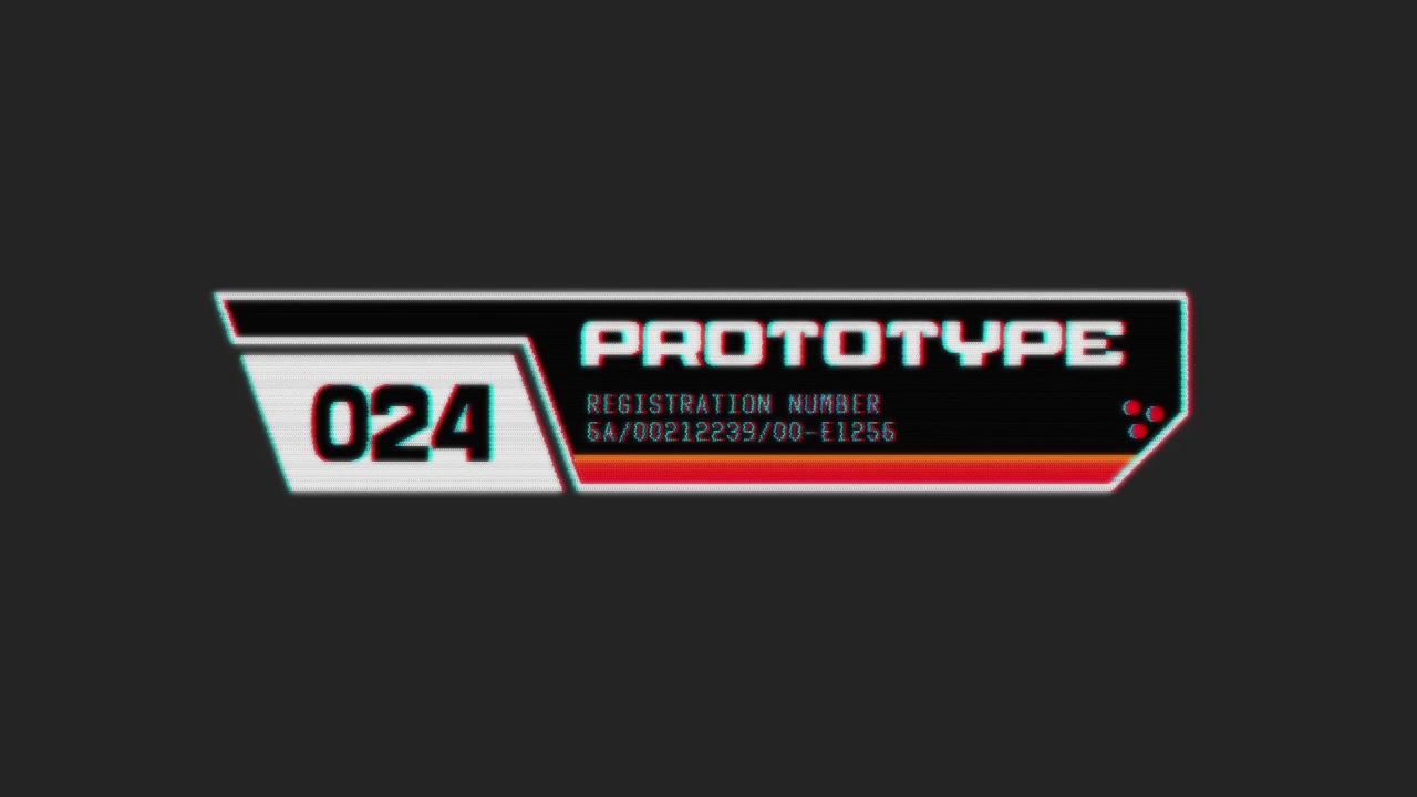 Futuristic Digital Lower Third Graphic with Prototype Registration Number