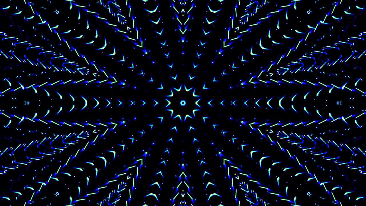 shining bright lines set blue wave motion, colorful, on black background