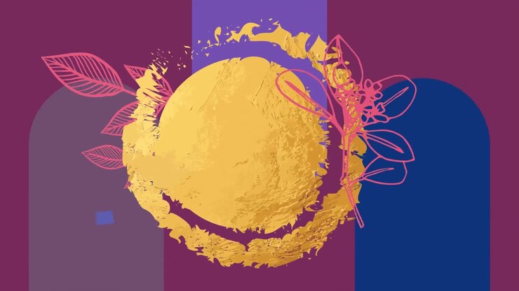 Animation of plants icons over shapes