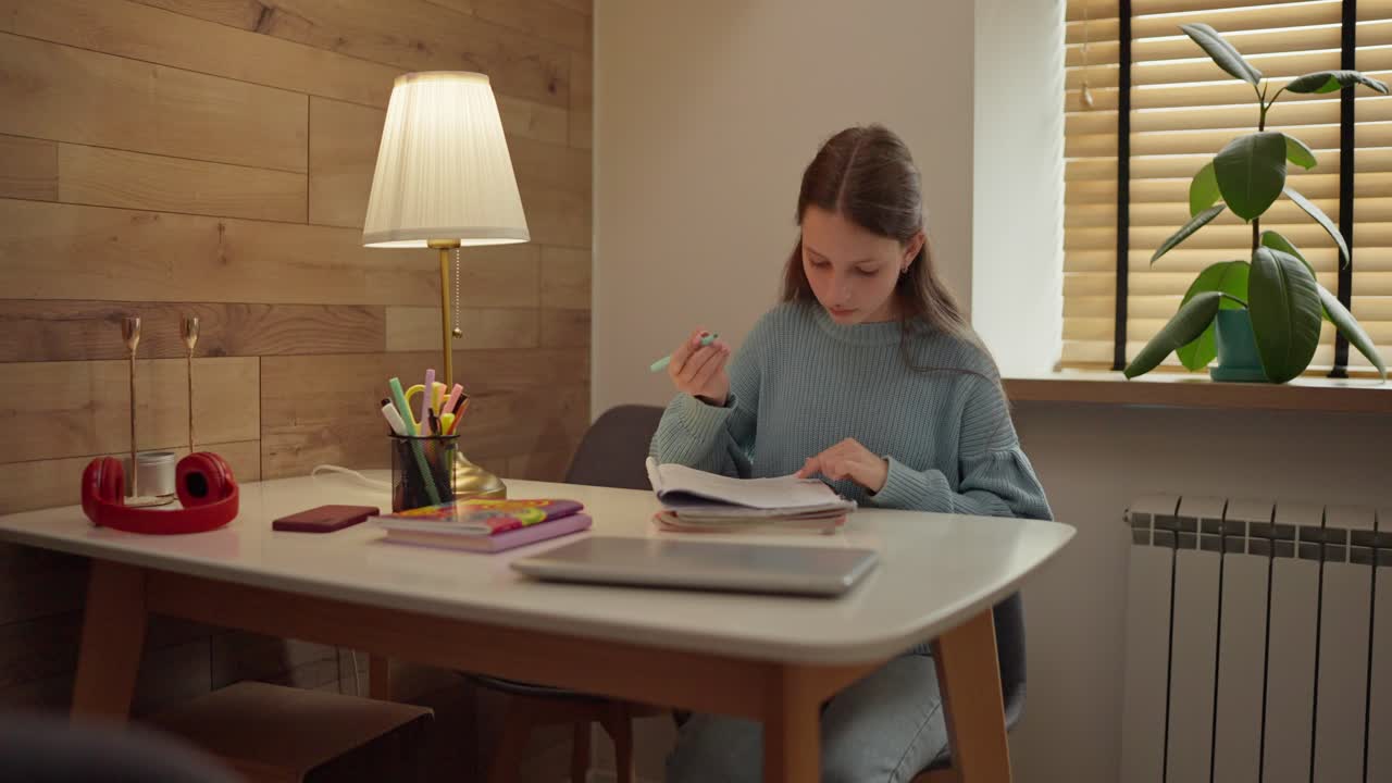 Teenager studying at desk