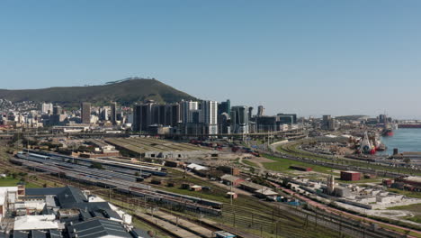 aerial view with drone of cape town city bowl from the industrial area