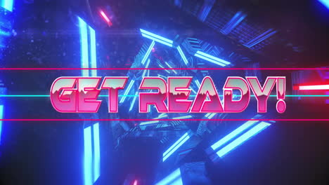 animation of get ready text over neon tunnel