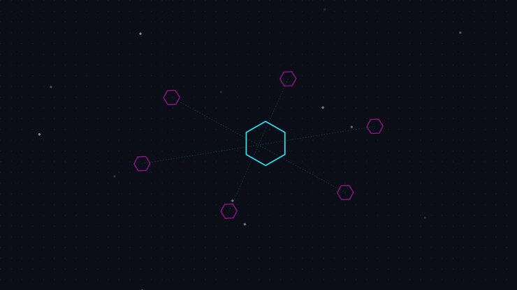 Abstract Digital Network Connection with Hexagonal Nodes